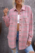 Plaid Pattern Buttoned Shirt Coat With Slits